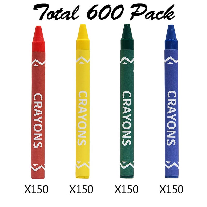Madisi Crayons Bulk Pack, Regular Size, 4 Colors, 150 Packs, 600 Count - Image 3